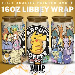 Anime Group Coffee UV DTF 16oz Glass Cup Wrap