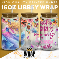 Just a girl who loves Aurora UV DTF 16oz Glass Cup Wrap