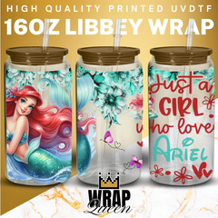Just a girl who loves Ariel UV DTF 16oz Glass Cup Wrap