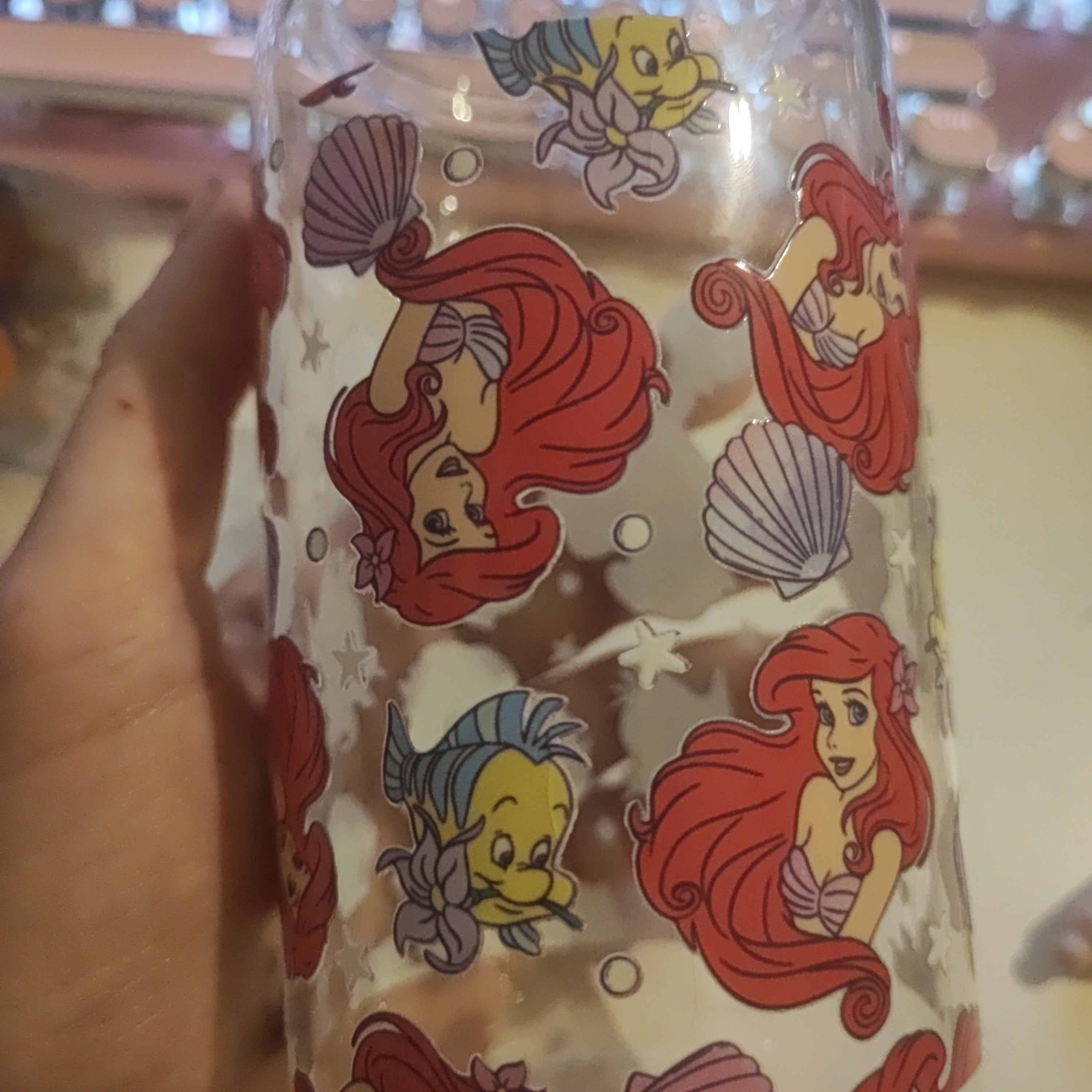 Mermaid and fish UV DTF 16oz Glass Cup Wrap