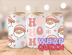 Ho ho ho Santa UV DTF 16oz Glass Cup Wrap