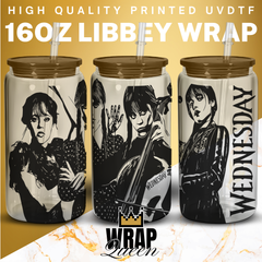 Wednesday UV DTF 16oz Glass Cup Wrap