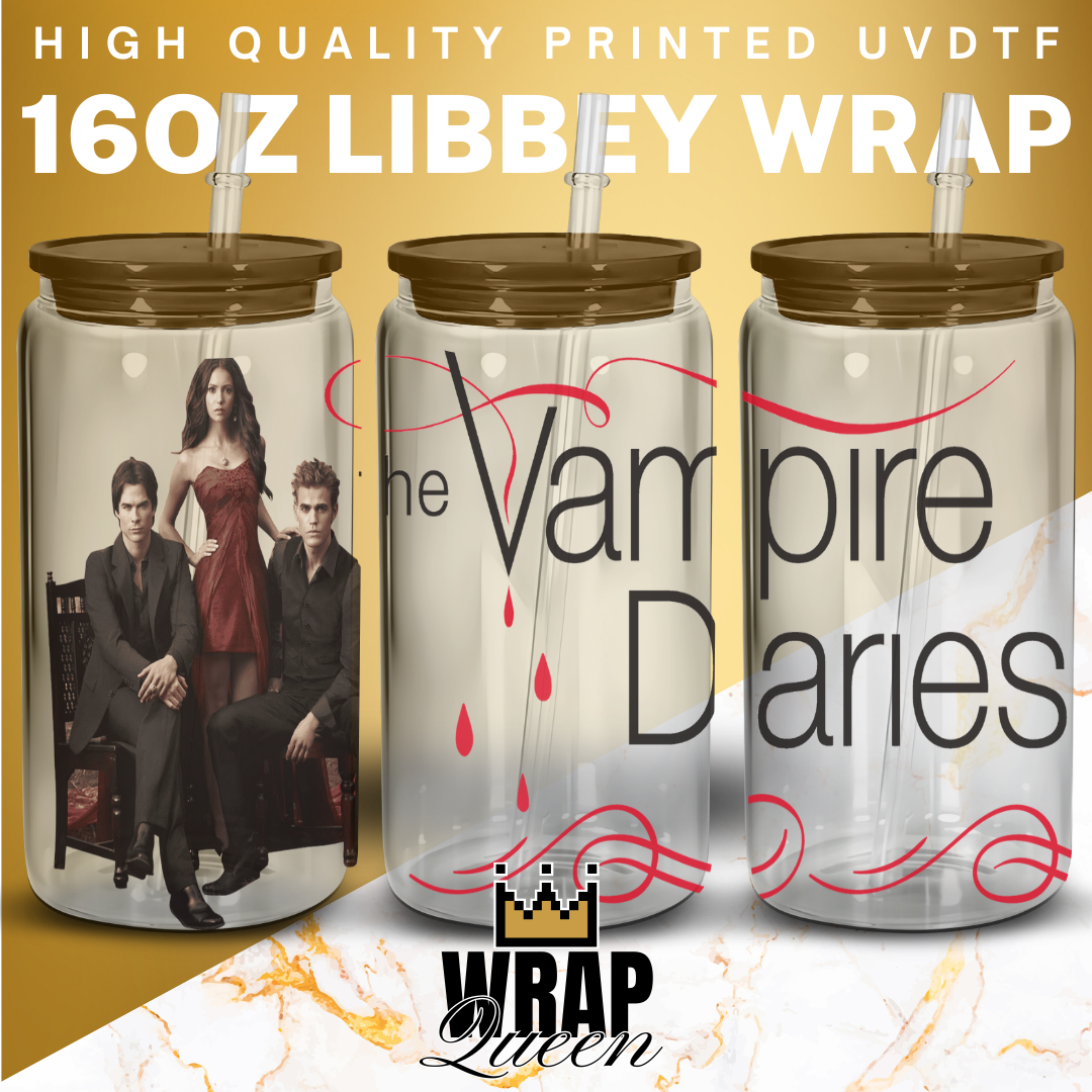 Vampires Diaries UV DTF 16oz Glass Cup Wrap