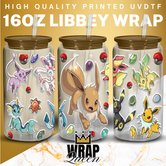 Anime Animals UV DTF 16oz Glass Cup Wrap