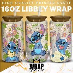 Experiment 626 Floral Cartoon Film UV DTF 16oz Glass Cup Wrap