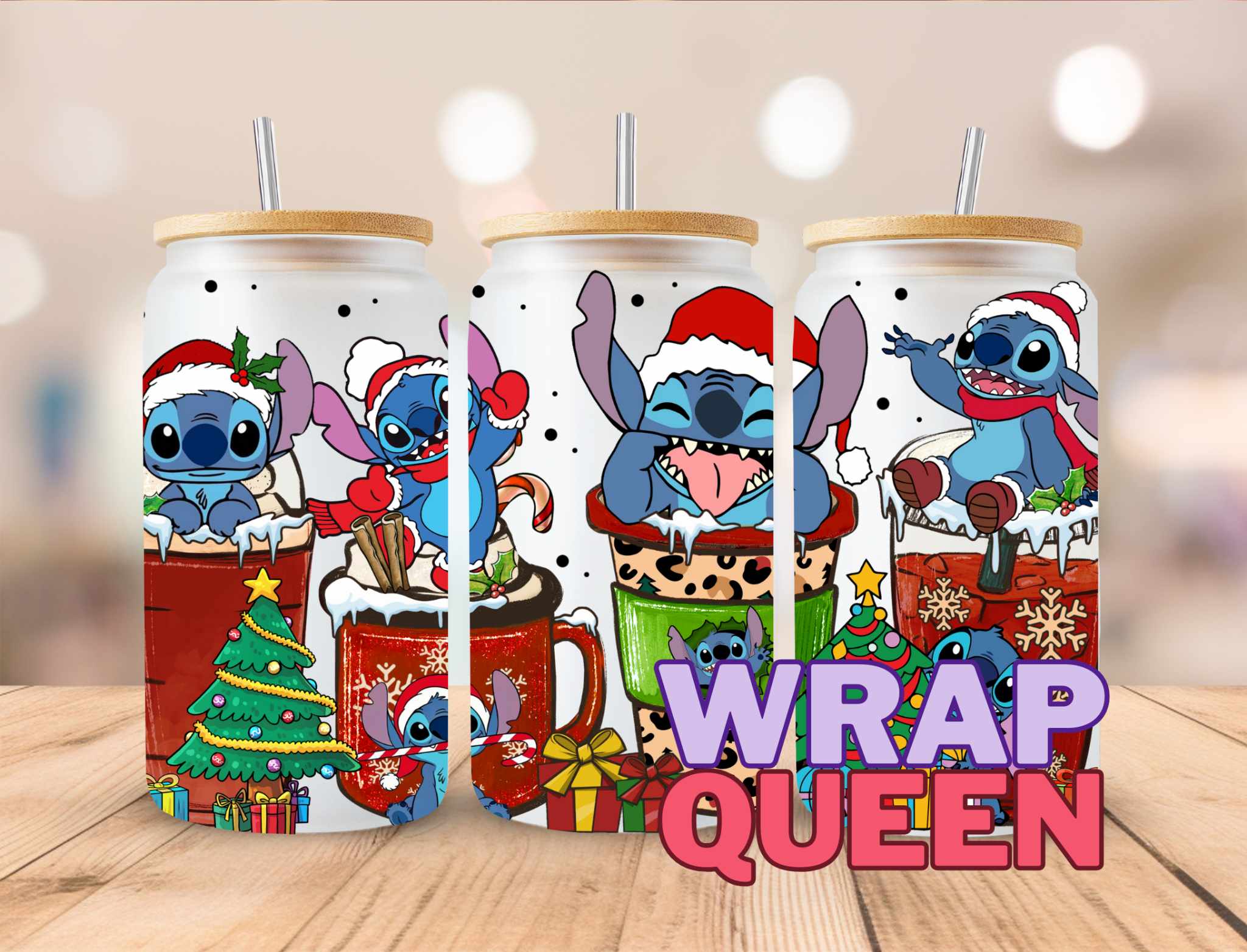 Experiment 626 Christmas CUPS UV DTF 16oz Glass Cup Wrap