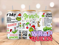 Grinch MY DAY Movies Films UV DTF 16oz Glass Cup Wrap