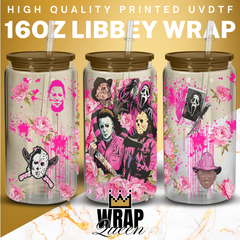 Floral Killers UV DTF 16oz Glass Cup Wrap