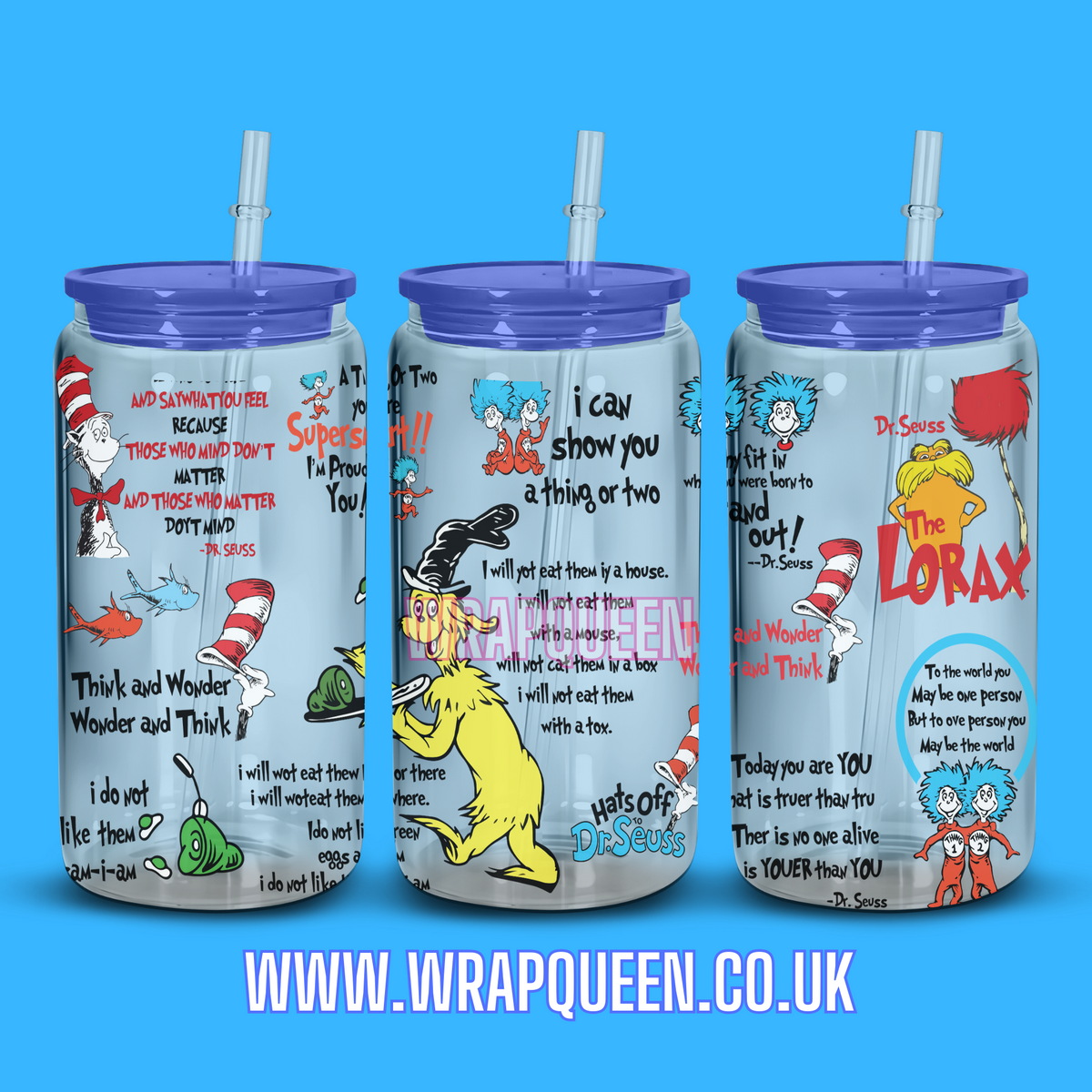 Awareness Dr Seuss 1 - UV DTF 16oz Glass Cup Wrap