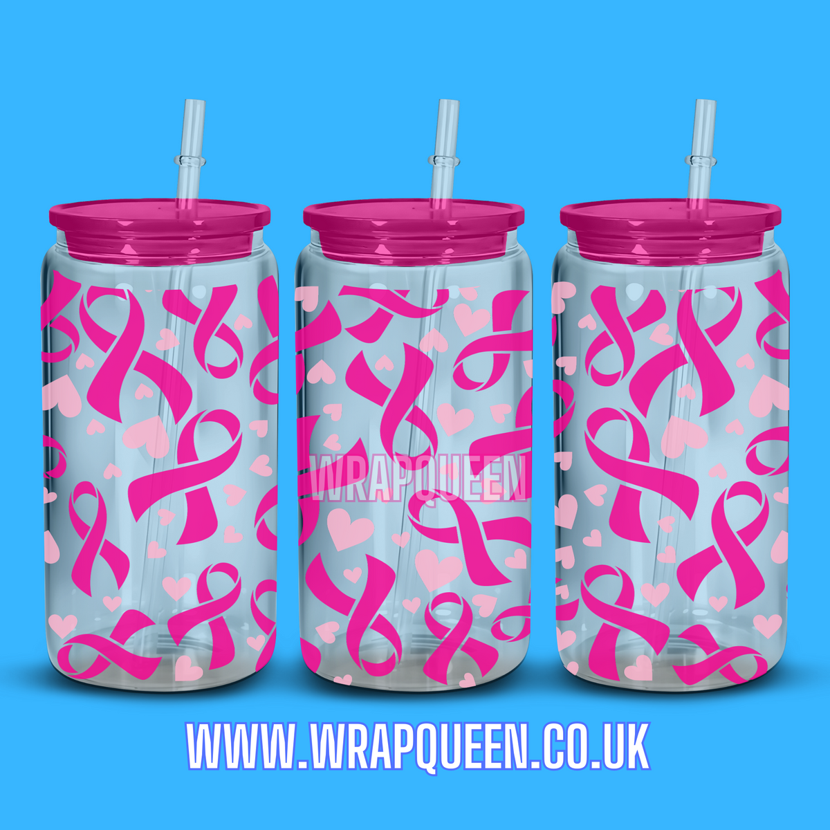 Awareness Breast Cancer - UV DTF 16oz Glass Cup Wrap