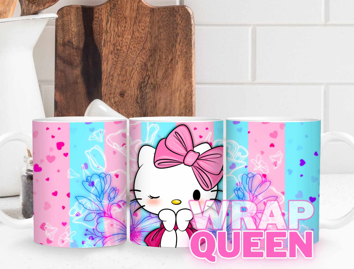 Hello Kitty Pink/Blue🔥🍵Sublimation 11 oz Mug Wraps