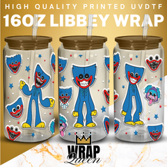 Huggy Wuggy UV DTF 16oz Glass Cup Wrap