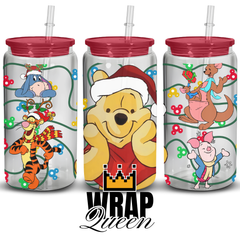 Christmas Bear Lights UV DTF 16oz Glass Cup Wrap