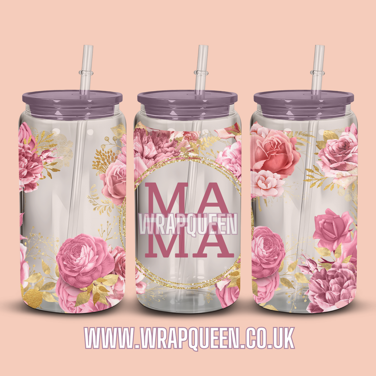 MUM - MAMA floral - UVDTF 16oz Glass Cup Wrap