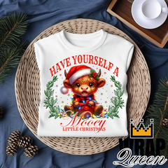 Christmas DTF 👕 Highland Cow Have Yourself A Mooey Little Christmas