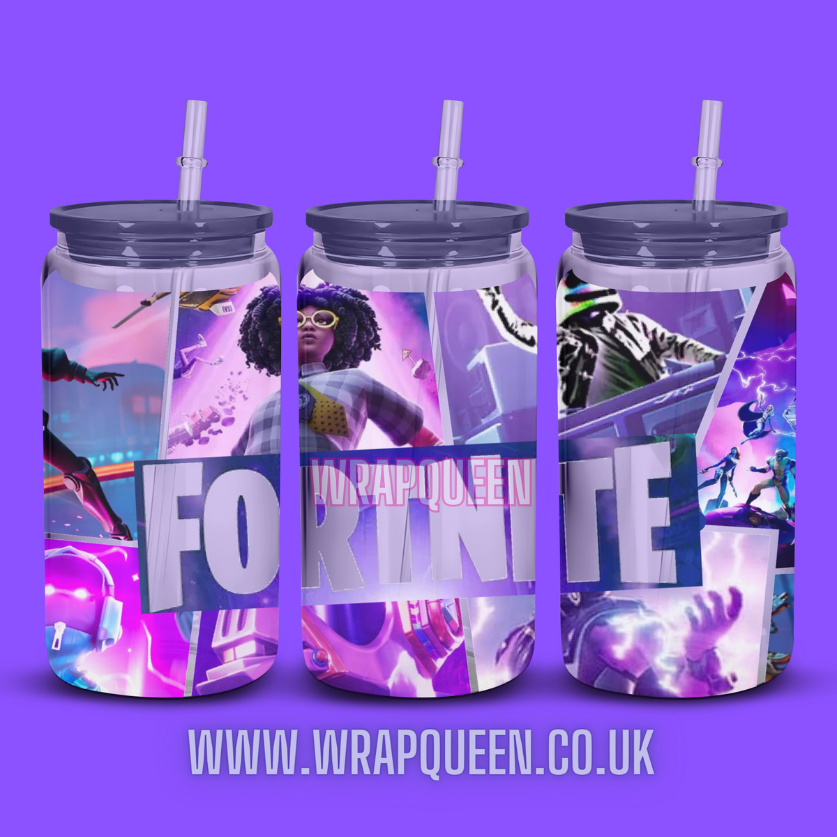 Gaming Fortnite UV DTF 16oz Glass Cup Wrap