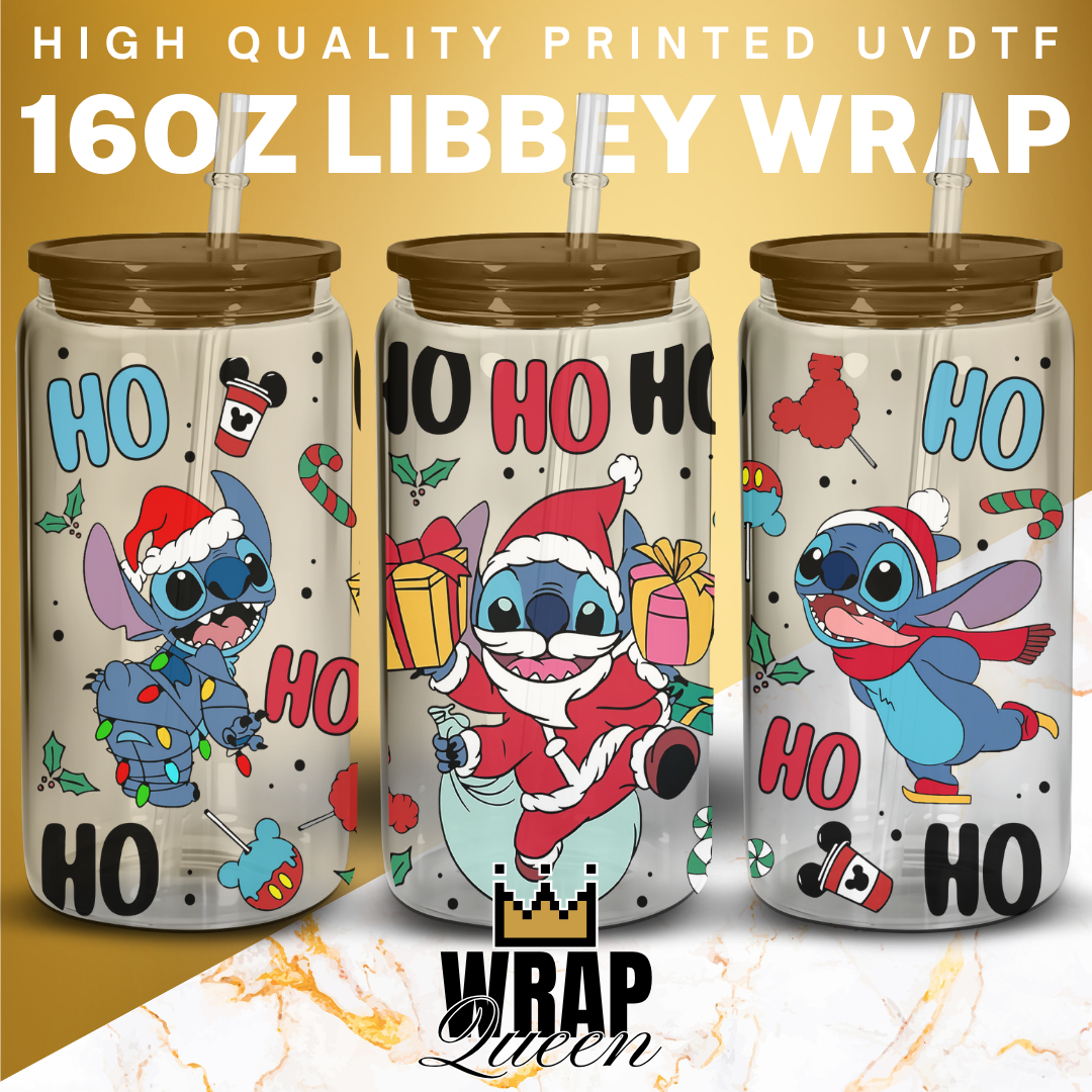 Christmas Experiment 626 HO HO HO  UV DTF 16oz Glass Cup Wrap