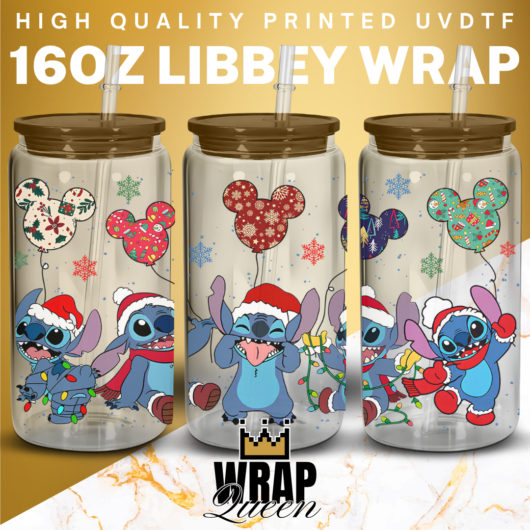 Experiment 626 Christmas Balloons UV DTF 16oz Glass Cup Wrap