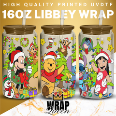 Experiment 626 and friends Bear Mouse Christmas UV DTF 16oz Glass Cup Wrap