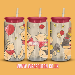 Watercolour Bear UV DTF 16oz Glass Cup Wrap