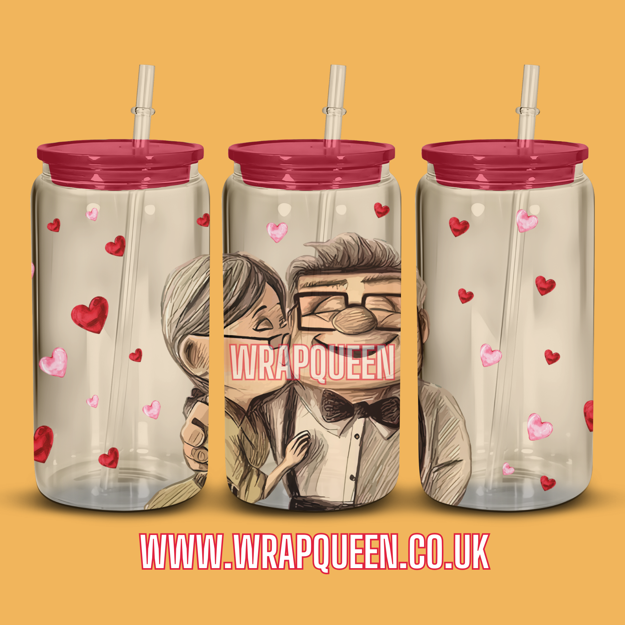 UP Cartoon Film UV DTF 16oz Glass Cup Wrap