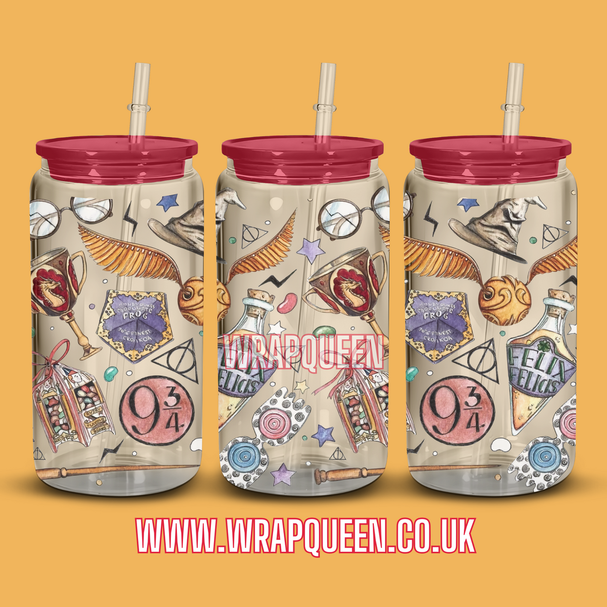 HP Wizard World 1 UV DTF 16oz Glass Cup Wrap