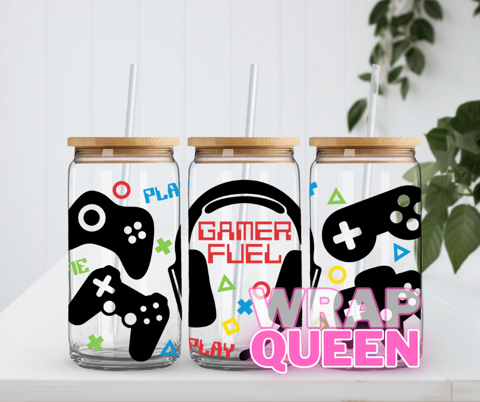 GAMER FUEL UV DTF 16oz Glass Cup Wrap