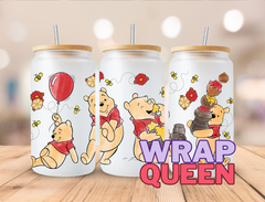 Watercolour Bear UV DTF 16oz Glass Cup Wrap