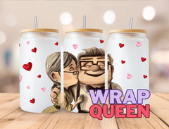 UP Cartoon Film UV DTF 16oz Glass Cup Wrap