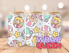 Plumber Girlfriend Peach Princess UV DTF 16oz Glass Cup Wrap