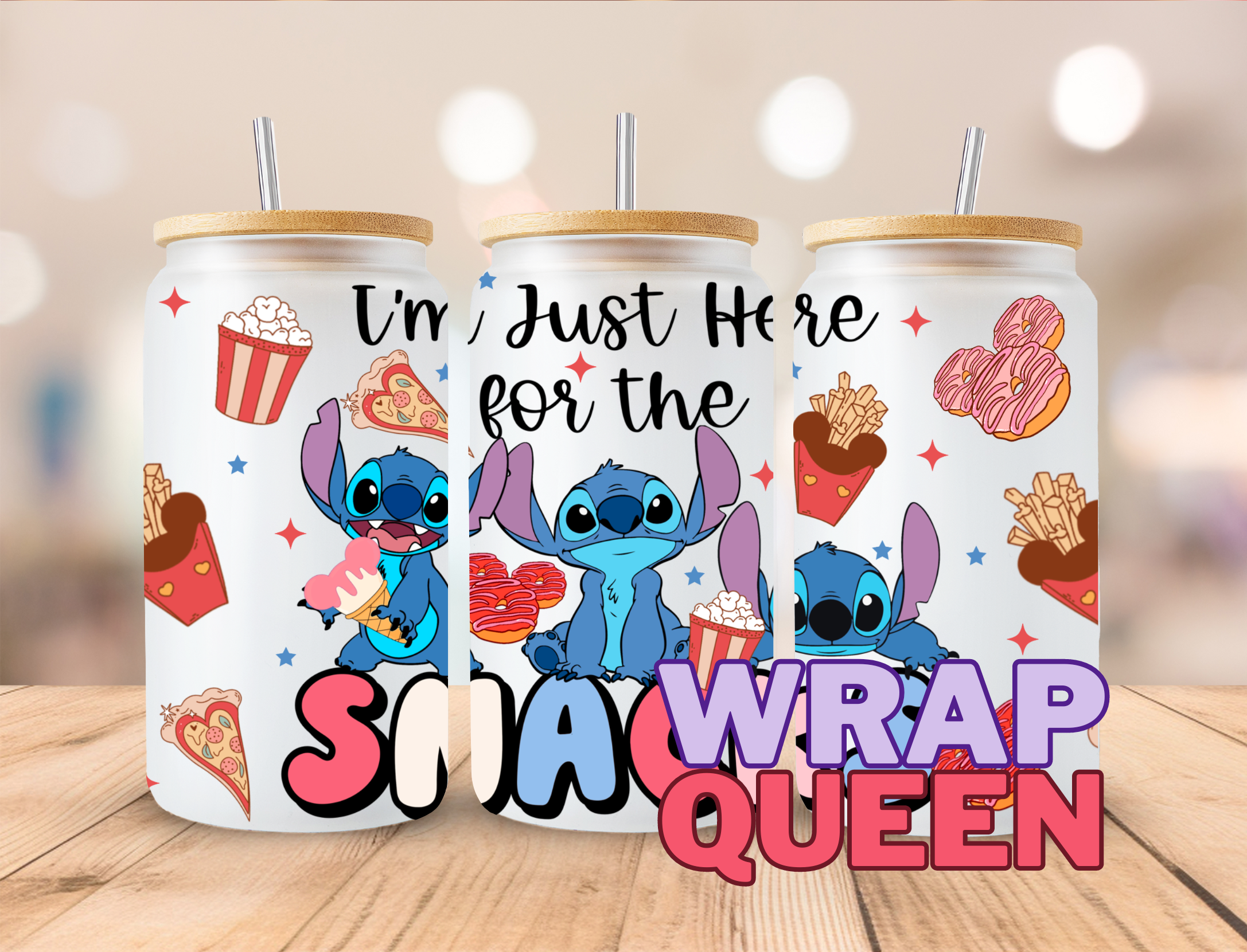 Experiment 626 Snacks UV DTF 16oz Glass Cup Wrap