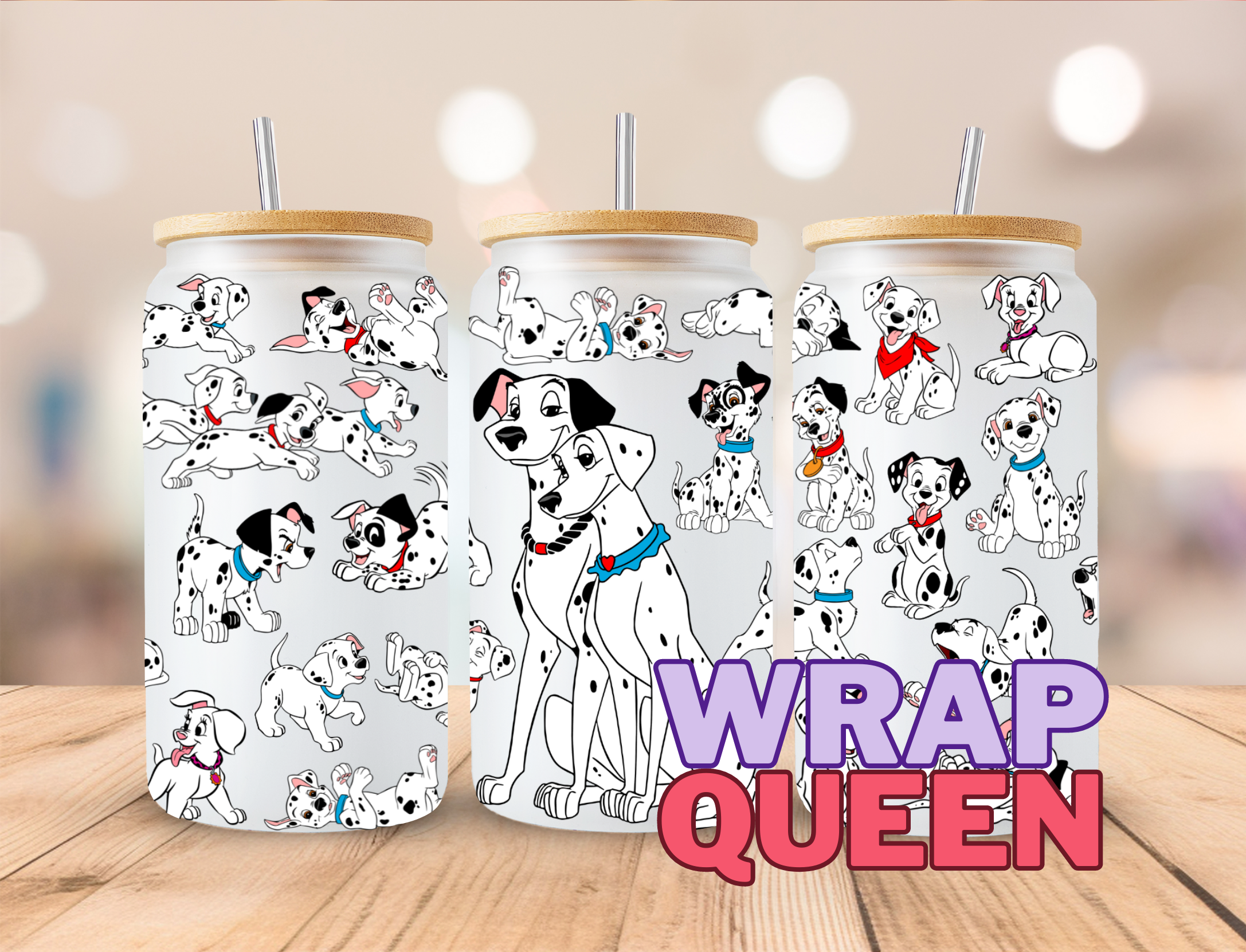 101 Dogs Dalmatians Cartoon Film UV DTF 16oz Glass Cup Wrap