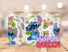 Experiment 626 Floral Cartoon Film UV DTF 16oz Glass Cup Wrap