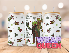 Christmas Frog UV DTF 16oz Glass Cup Wrap