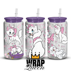 Marie Cat Cartoon Film UV DTF 16oz Glass Cup Wrap