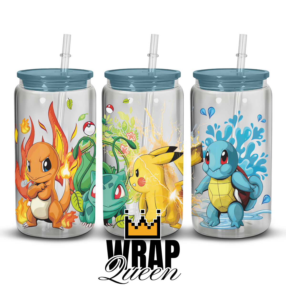 Anime animal Pika and Friends 2 UV DTF 16oz Glass Cup Wrap