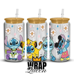 Experiment 626 Costumes flowers UV DTF 16oz Glass Cup Wrap