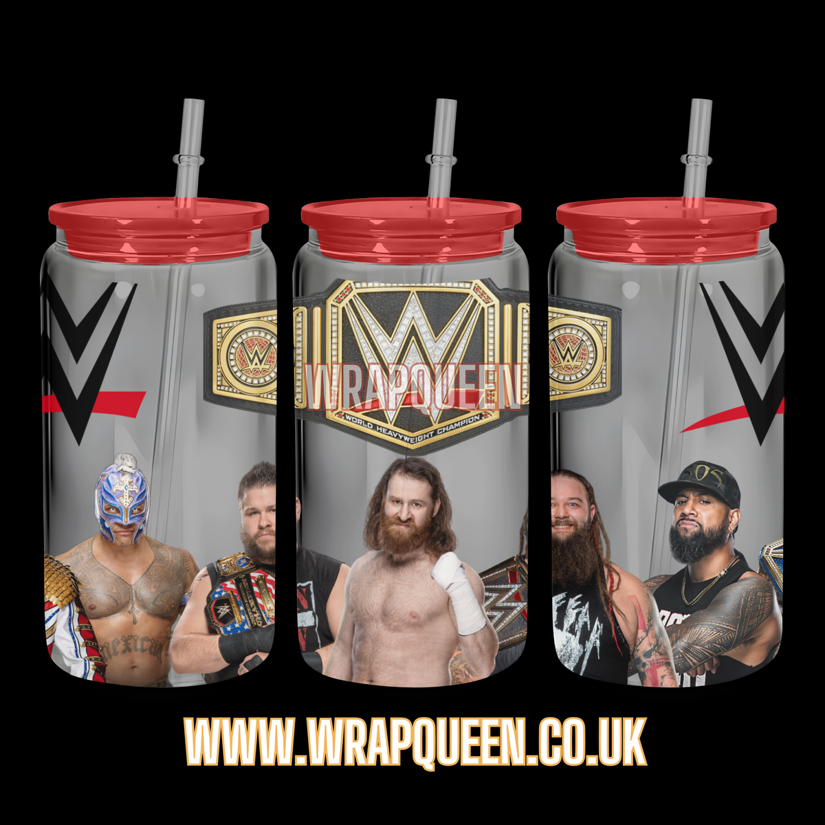 Wrestling WWE UV DTF 16oz Glass Cup Wrap