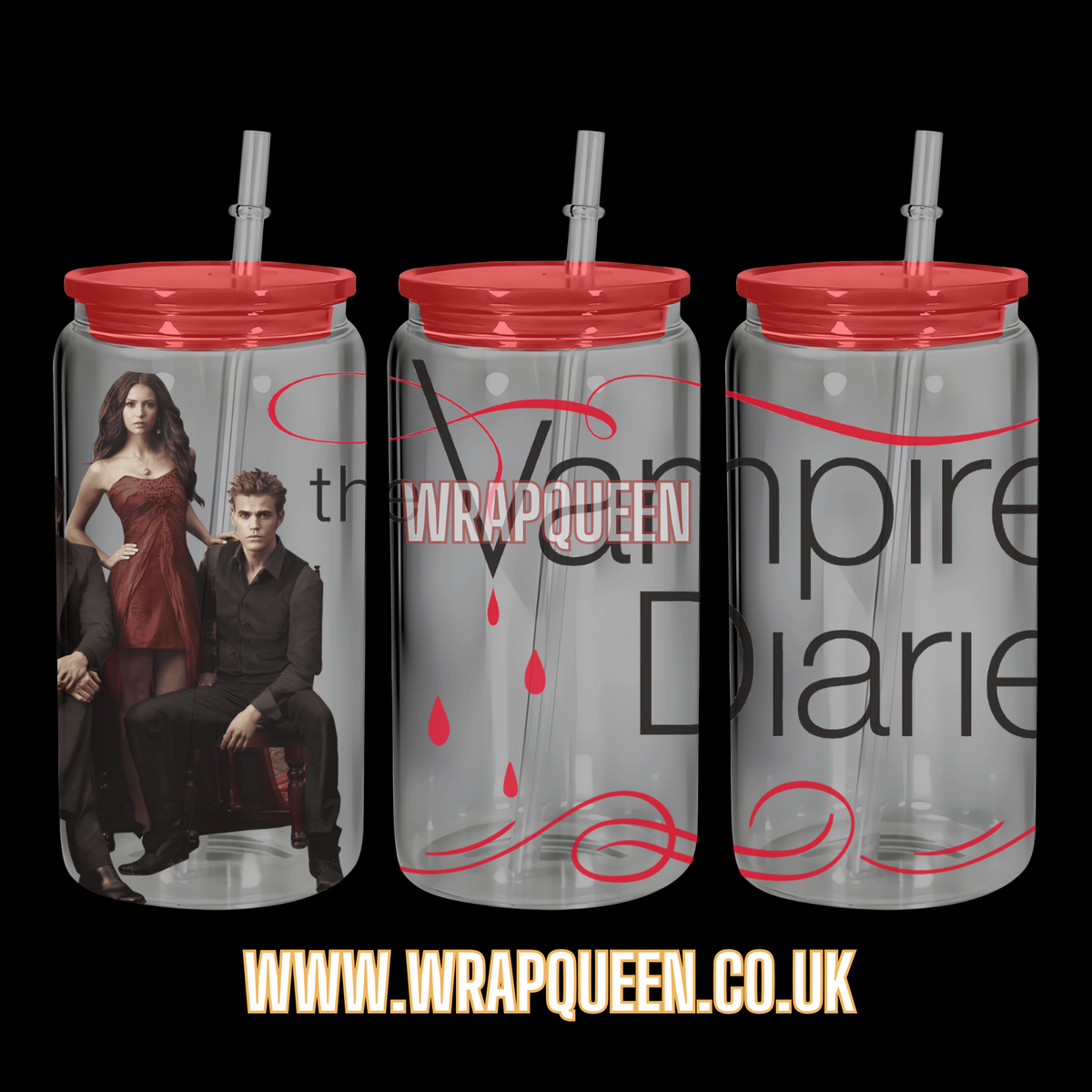 Vampires Diaries UV DTF 16oz Glass Cup Wrap