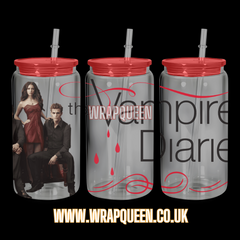 Vampires Diaries UV DTF 16oz Glass Cup Wrap