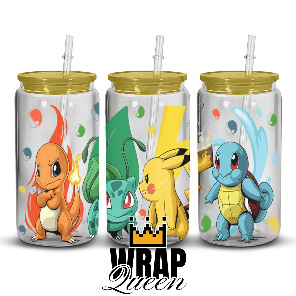 Anime animal Pika and Friends UV DTF 16oz Glass Cup Wrap