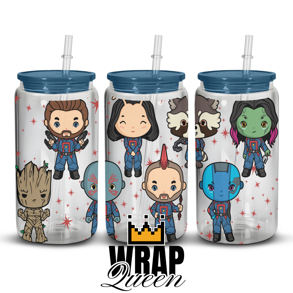 Superhero Guardians of the Galaxy UV DTF 16oz Glass Cup Wrap