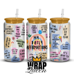 My Daily Affirmations 2 UV DTF 16oz Glass Cup Wrap