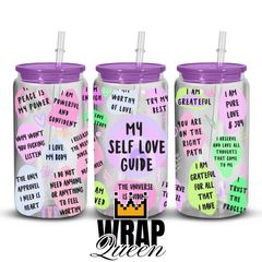 My Self Love Guide UV DTF 16oz Glass Cup Wrap