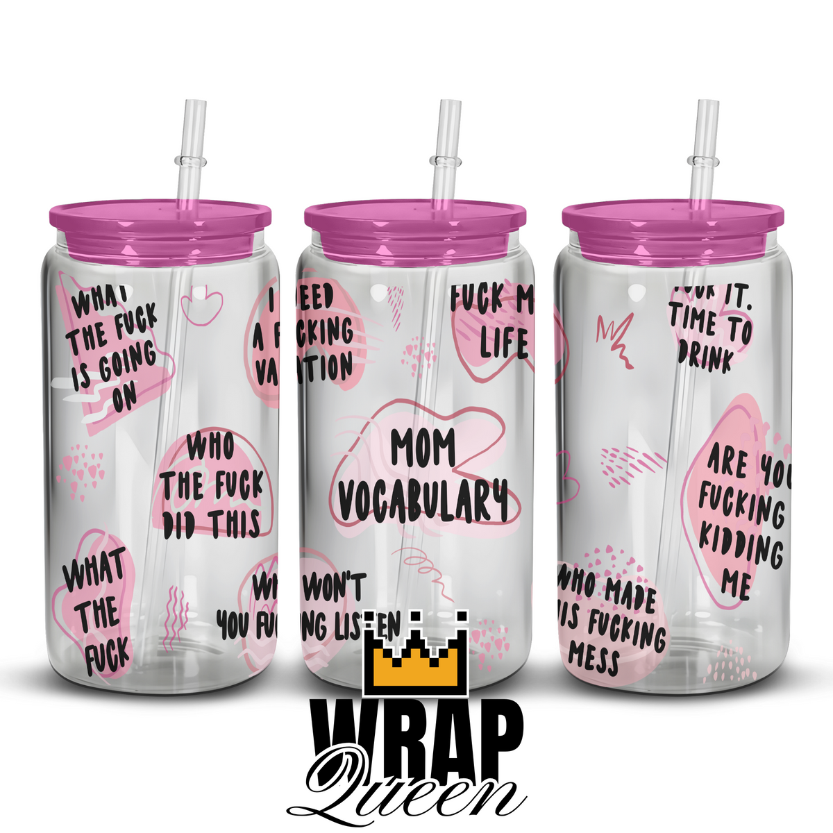 Mom Vocabulary Sweary UV DTF 16oz Glass Cup Wrap