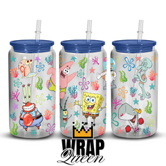 Bikini Bottom Sponge Bob UV DTF 16oz Glass Cup Wrap