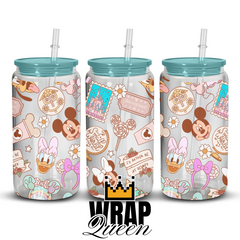 It's A Small World UV DTF 16oz Glass Cup Wrap