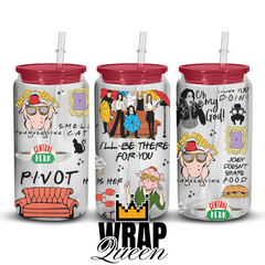 Friends UV DTF 16oz Glass Cup Wrap