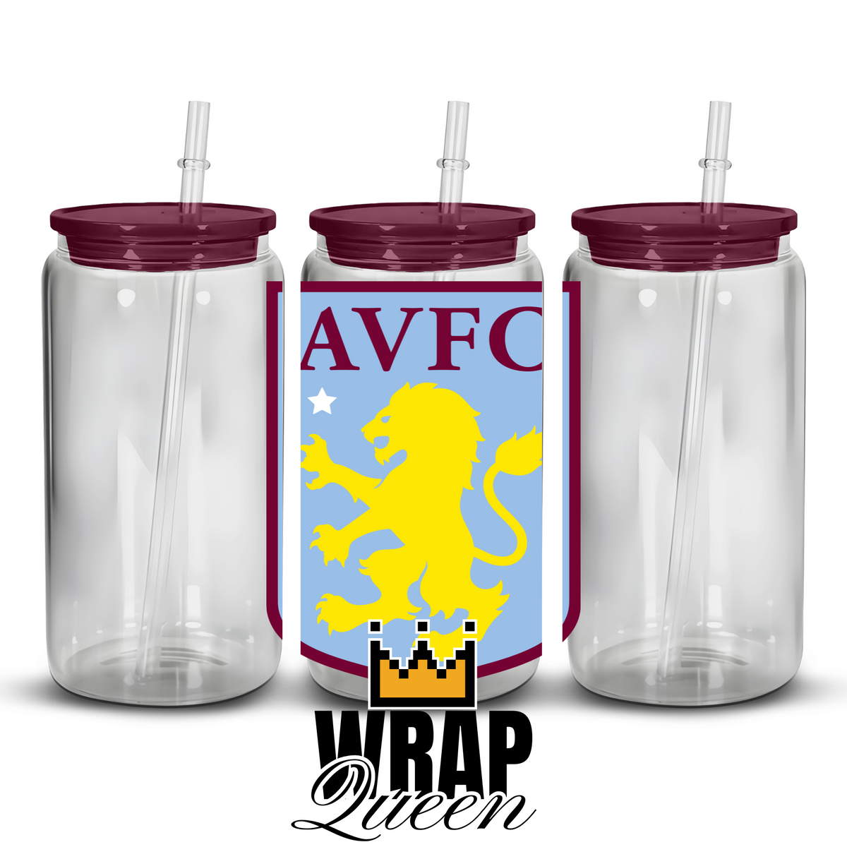 Aston Villa FC UVDTF 4 inch Glass Cup Wrap