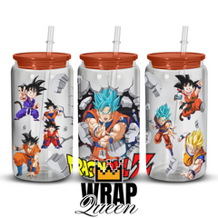 Dragon Ball Z UV DTF 16oz Glass Cup Wrap